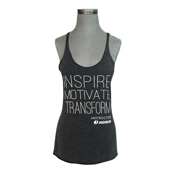 Women’s Tank Top CHIN UP Apparel Gray White Inspirational Print Sleeveless Top - Picture 2 of 4